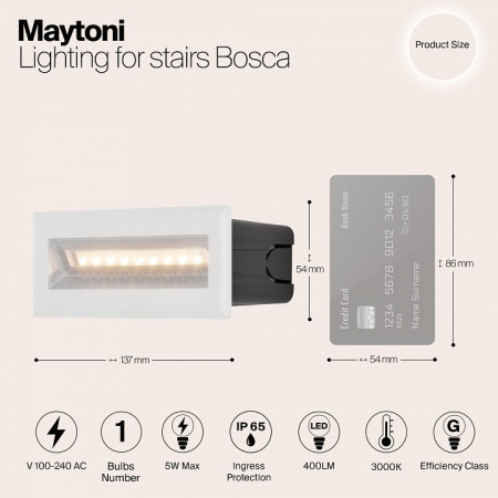 Открыть Встраиваемый светильник Maytoni Bosca O045SL-L5W3K Фото Встраиваемый светильник Maytoni Bosca O045SL-L5W3K