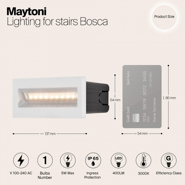 Фото Встраиваемый светильник Maytoni Bosca O045SL-L5W3K