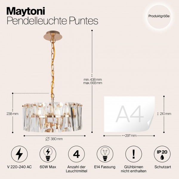 Фото Подвесной светильник Maytoni Puntes MOD043PL-04G
