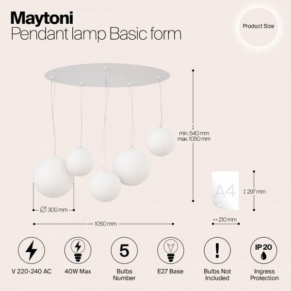 Фото Подвесной светильник Maytoni Basic form MOD321PL-05W1
