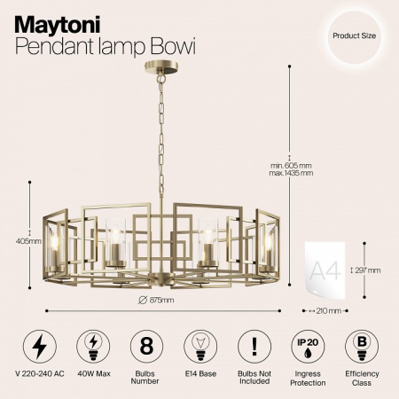 Фото Подвесная люстра Maytoni Bowi H009PL-08G