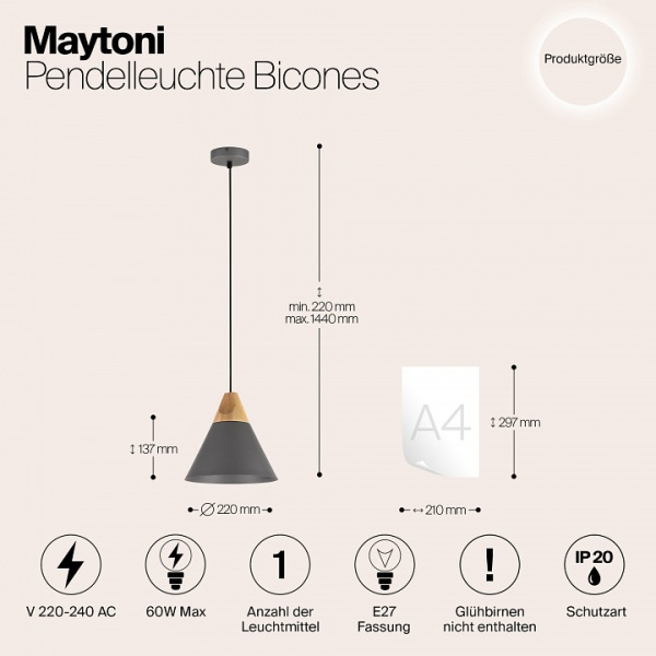 Фото Подвесной светильник Maytoni Bicones P359-PL-220-C
