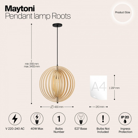 Открыть Подвесной светильник Maytoni Roots MOD197PL-01W Фото Подвесной светильник Maytoni Roots MOD197PL-01W