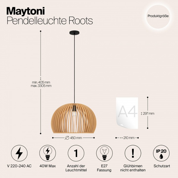 Фото Подвесной светильник Maytoni Roots MOD195PL-01W1