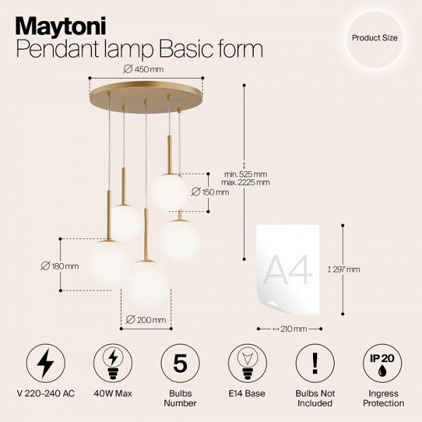 Фото Подвесной светильник Maytoni Basic form MOD321PL-05G1