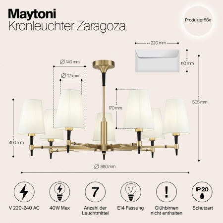 Фото Люстра на штанге Maytoni Zaragoza H001CL-07BS