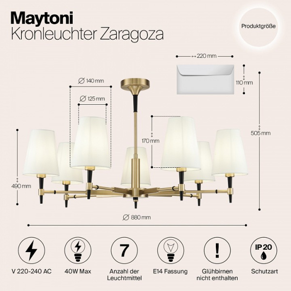 Фото Люстра на штанге Maytoni Zaragoza H001CL-07BS