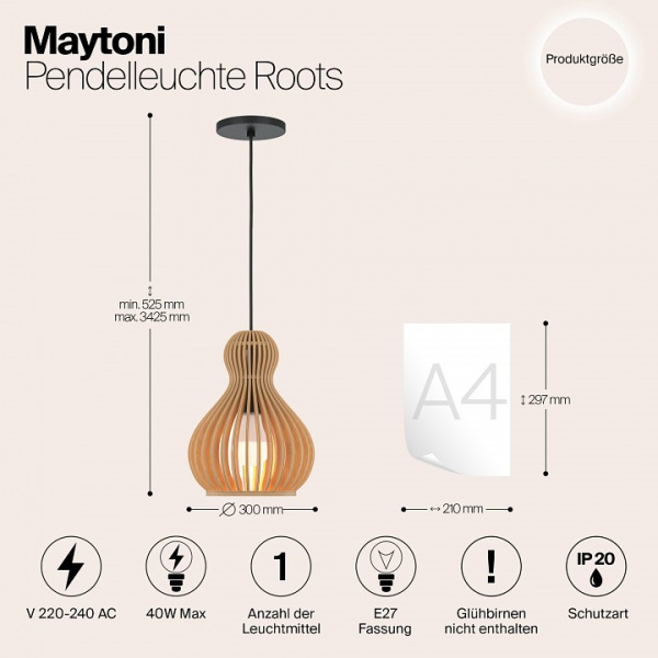 Фото Подвесной светильник Maytoni Roots MOD192PL-01W1