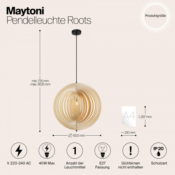 Фото Подвесной светильник Maytoni Roots MOD197PL-01W2