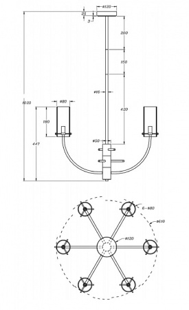 Фото Люстра на штанге Maytoni Arco MOD223PL-06BS
