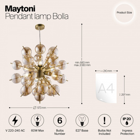 Фото Подвесная люстра Maytoni Bolla MOD133PL-06BS