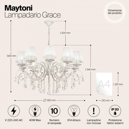 Фото Подвесная люстра Maytoni Grace ARM247-10-G