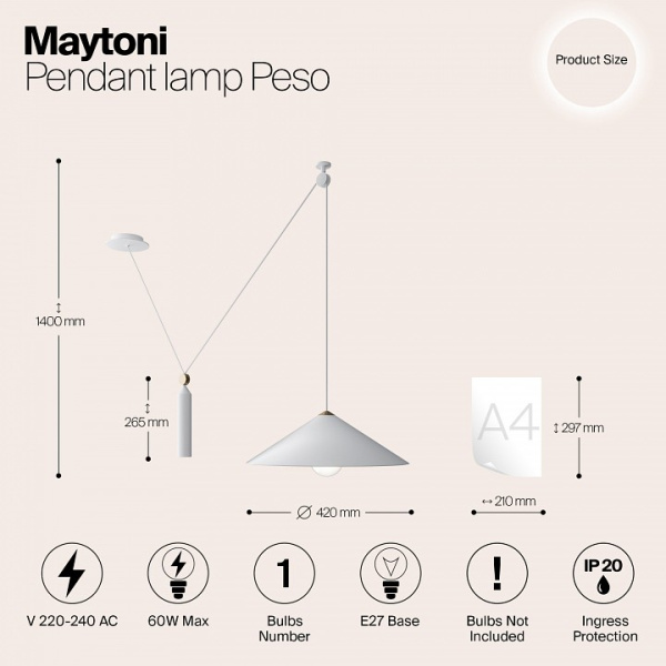 Фото Подвесной светильник Maytoni Peso P080PL-01W