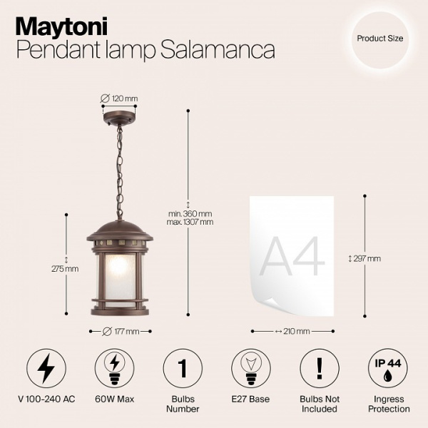 Фото Подвесной светильник Maytoni Salamanca O031PL-01BR