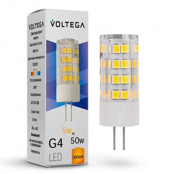 Открыть Лампа светодиодная Voltega Capsule G4 G4 5Вт 3000K 7183 Фото Лампа светодиодная Voltega Capsule G4 G4 5Вт 3000K 7183