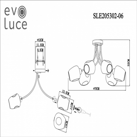 Открыть Потолочная люстра EVOLUCE Besano SLE205302-06 Фото Потолочная люстра EVOLUCE Besano SLE205302-06