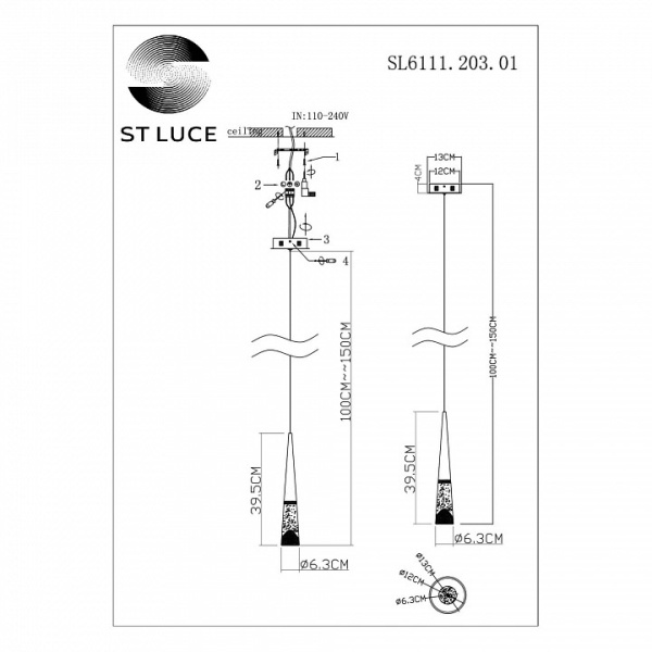 Фото Подвесной светильник ST-Luce Sollen SL6111.203.01