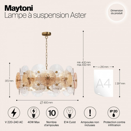 Фото Подвесной светильник Maytoni Aster MOD007PL-10G