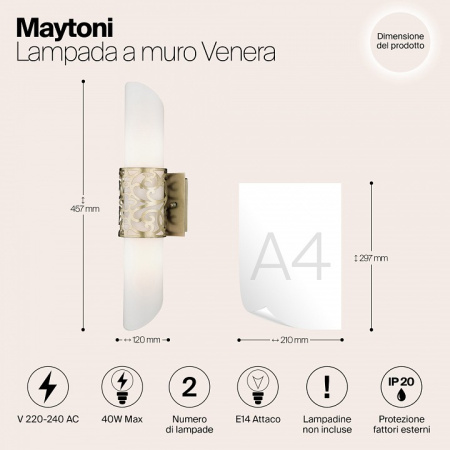 Открыть Накладной светильник Maytoni Venera H260-02-N Фото Накладной светильник Maytoni Venera H260-02-N