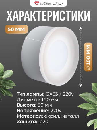 Фото Светильник потолочный накладной Kristy Light KL7711W GX53 Белый