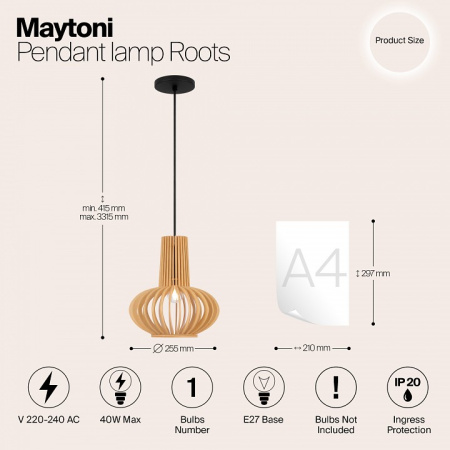 Открыть Подвесной светильник Maytoni Roots MOD193PL-01W Фото Подвесной светильник Maytoni Roots MOD193PL-01W