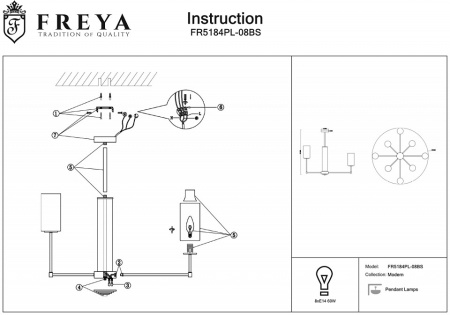 Фото Люстра на штанге Freya Agnes FR5184PL-08BS