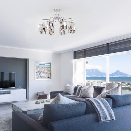 Фото Люстра на штанге Eurosvet Scoppio 10101/8 хром/прозрачный хрусталь Strotskis