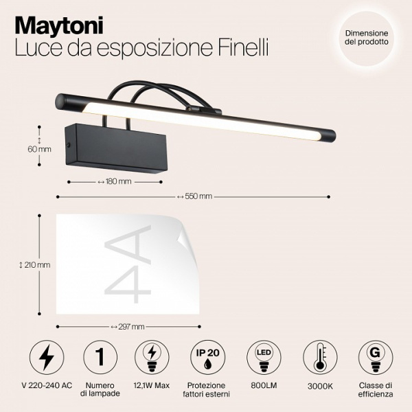 Фото Подсветка для картины Maytoni Finelli MIR004WL-L12B