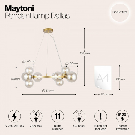 Фото Подвесная люстра Maytoni Dallas MOD545PL-11G