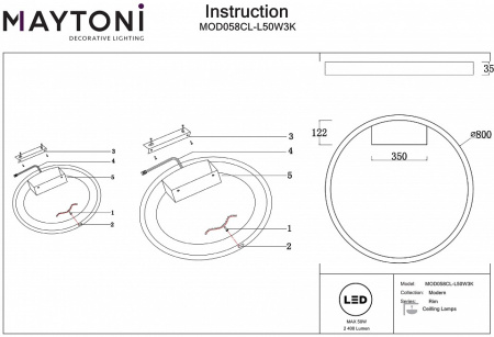 Открыть Накладной светильник Maytoni Rim MOD058CL-L50W3K Фото Накладной светильник Maytoni Rim MOD058CL-L50W3K