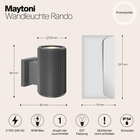 Открыть Светильник на штанге Maytoni Rando O419WL-01GR Фото Светильник на штанге Maytoni Rando O419WL-01GR