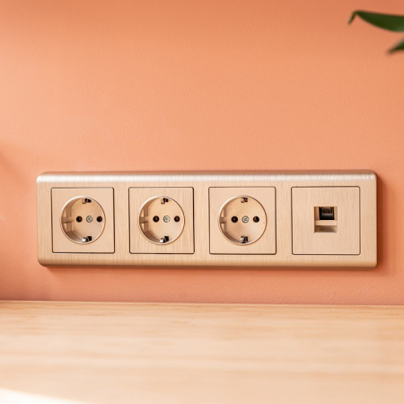 Фото Накладка для розетки телефонной RJ-11 Werkel шампань рифленый W1192010