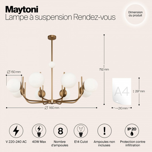 Фото Люстра на штанге Maytoni Rendez-vous MOD109PL-08BS
