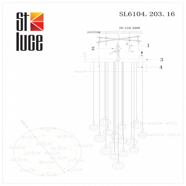 Фото Подвесная люстра ST-Luce Montecelio SL6104.203.16