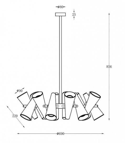 Фото Люстра на штанге Maytoni Giro MOD095PL-14W