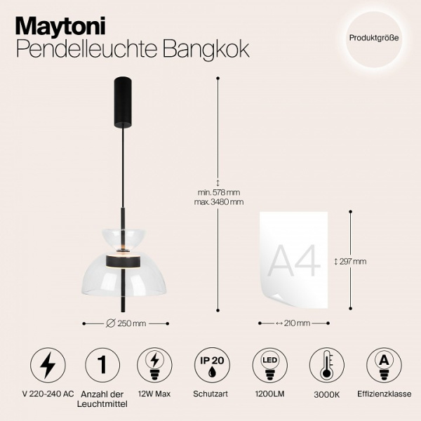 Фото Подвесной светильник Maytoni Bangkok MOD185PL-L6B3K2
