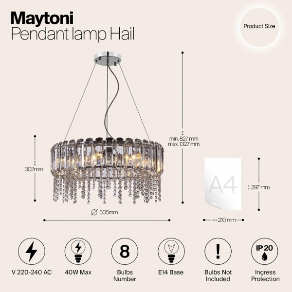 Фото Подвесной светильник Maytoni Hail MOD097PL-08CH