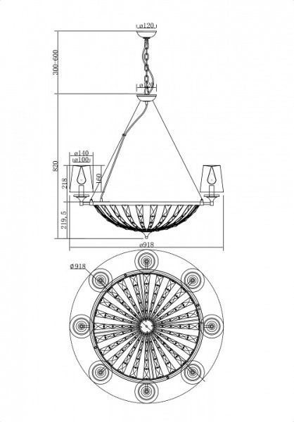 Фото Подвесная люстра Maytoni Pantheon H021PL-08CH