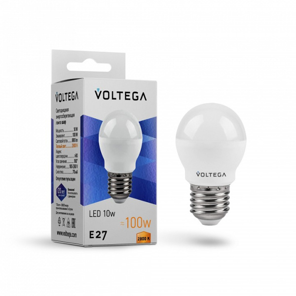 Открыть Лампа светодиодная Voltega Globe 10W E27 10Вт 2800K 8455 Фото Лампа светодиодная Voltega Globe 10W E27 10Вт 2800K 8455