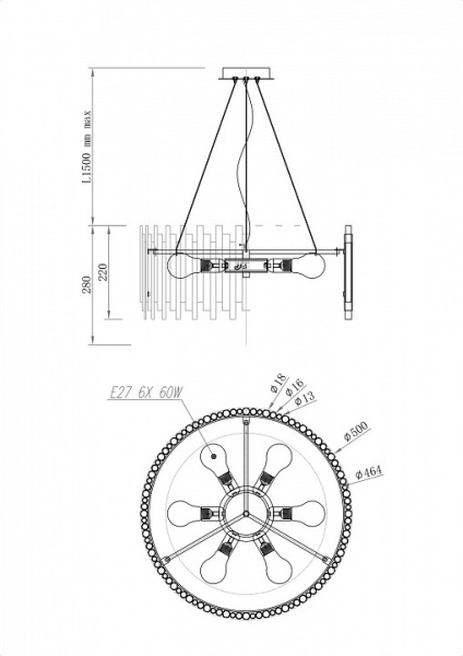 Фото Подвесной светильник Maytoni Coliseo MOD136PL-06BS