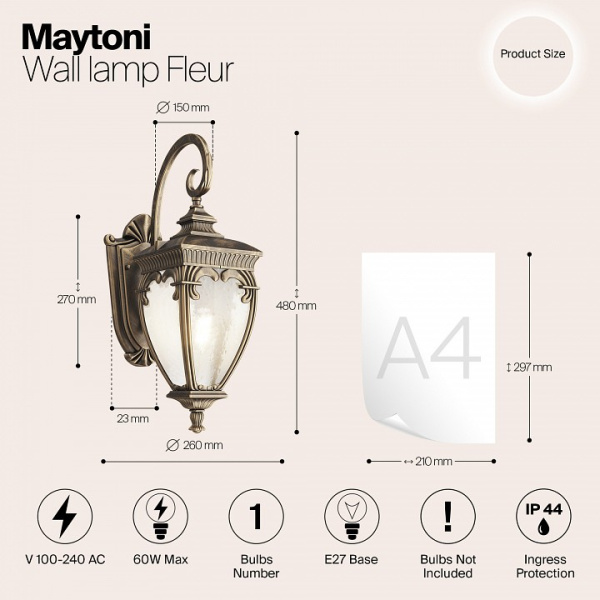 Фото Светильник на штанге Maytoni Fleur O414WL-01GB