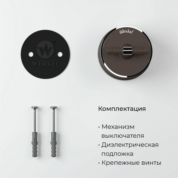 Фото Выключатель одноклавишный с корпусом Werkel Vintage (мокко матовый/хром) W5812052