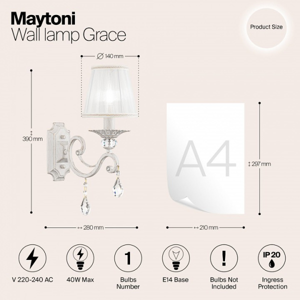 Фото Бра Maytoni Grace ARM247-01-G