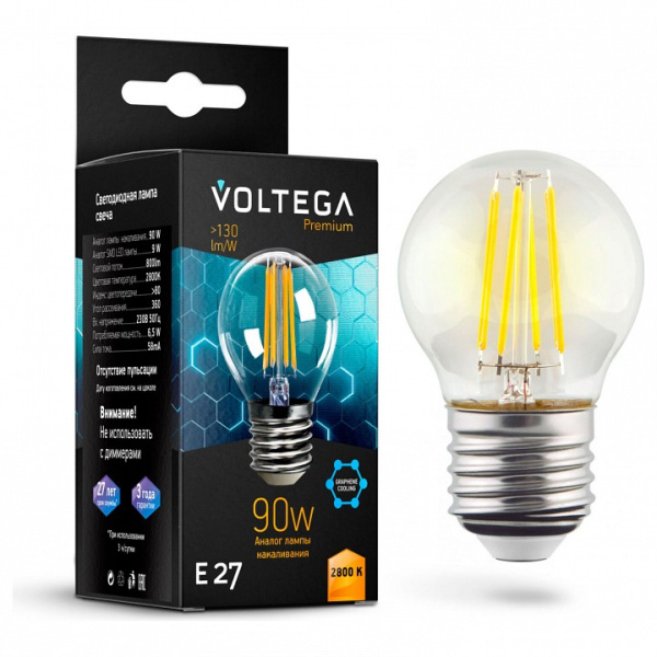 Открыть Лампа светодиодная Voltega Globe E27 9W Graphene E27 7Вт 2800K 7138 Фото Лампа светодиодная Voltega Globe E27 9W Graphene E27 7Вт 2800K 7138