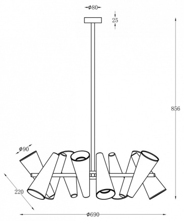 Фото Люстра на штанге Maytoni Giro MOD095PL-10W