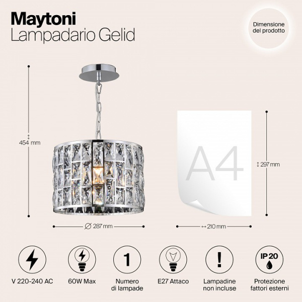 Фото Подвесной светильник Maytoni Gelid MOD184-PL-01-CH
