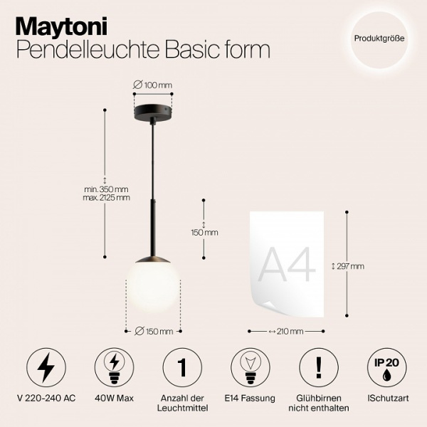 Фото Подвесной светильник Maytoni Basic form MOD321PL-01B