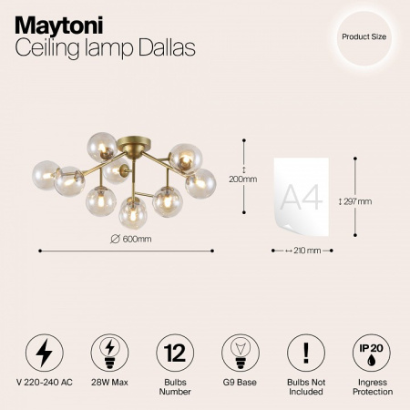 Открыть Потолочная люстра Maytoni Dallas MOD545PL-12G Фото Потолочная люстра Maytoni Dallas MOD545PL-12G