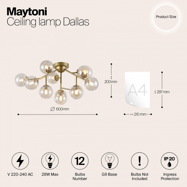Фото Потолочная люстра Maytoni Dallas MOD545PL-12G