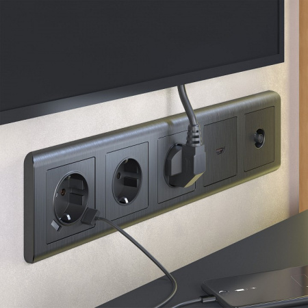 Фото Накладка для розетки HDMI Werkel графит рифленый W1196004